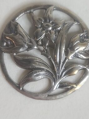 Vintage 925 Sterling Silver Floral Flower Pin Brooch